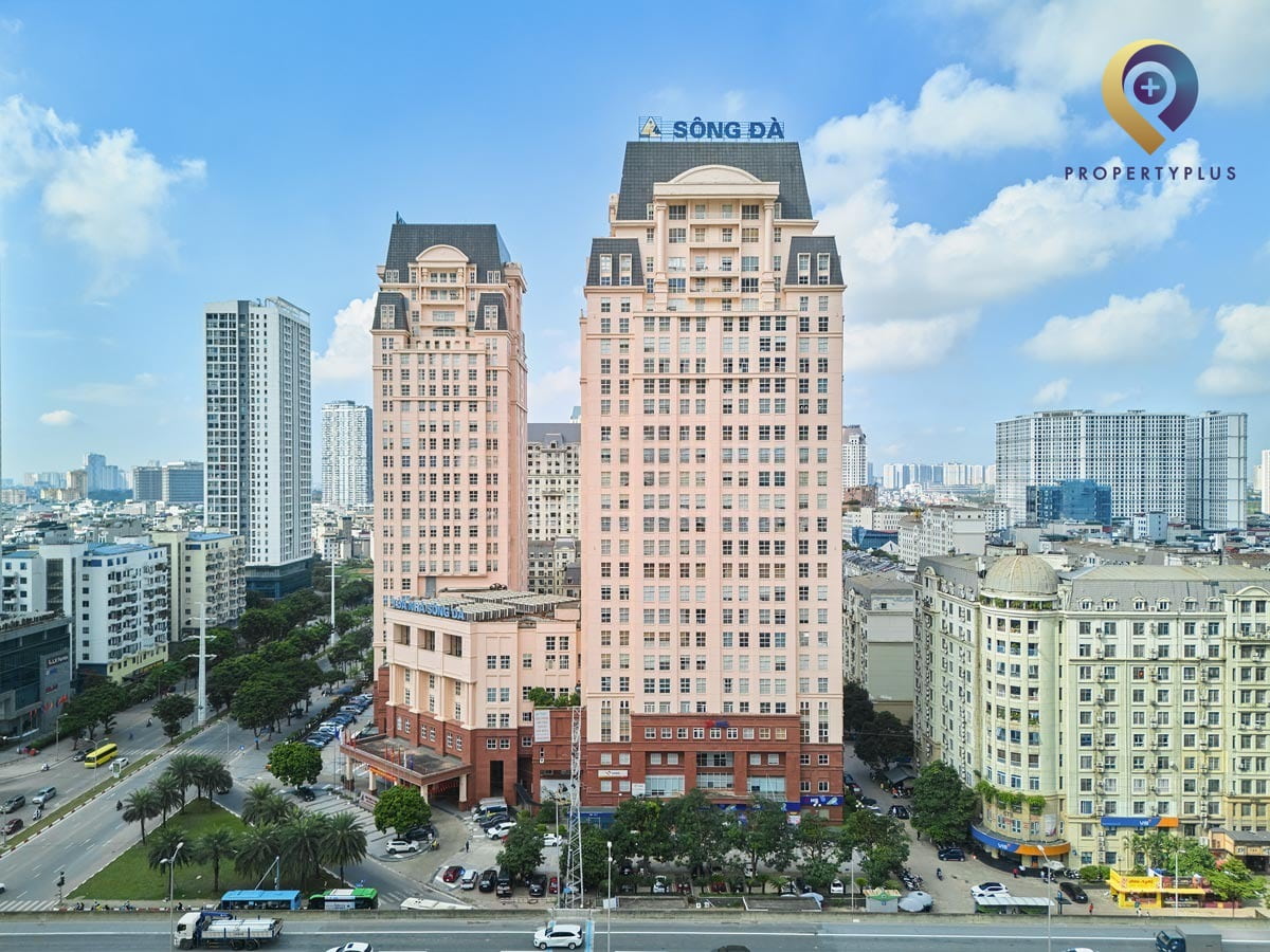 Toà nhà Sông Đà nhìn từ xa với kiến trúc hiện đại tại Nam Từ Liêm, Hà Nội - hình ảnh từ Property Plus
